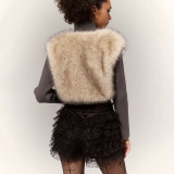 EVE Faux Fur Patchwork Slim Short Jacket GZJQ-K25C80752