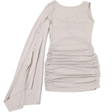 EVE Sing Sleeve Irregular Backless Bodycon Dress GZJQ-K25D81243
