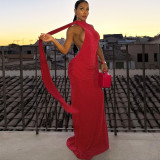 EVE Solid Color Sleeveless Backless Maxi Dress GZJQ-K25D82796