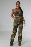 EVE Plus Size Multicolor Print Wrap Chest Jumpsuit GHXF-HX0372
