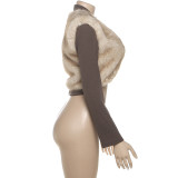 EVE Faux Fur Patchwork Slim Short Jacket GZJQ-K25C80752