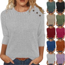 EVE Solid Coloar O Neck T Shirt GYZY-6689