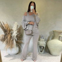 EVE Lantern-Sleeve Flare Pants 2 Piece Set MXBF-Q25ST314