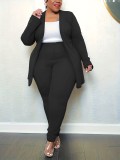 EVE Plus Size Solid Color Two Piece Pants Set(Without Vest) GAWE-TB6460
