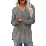 EVE Loose V Neck Long Sleeve T Shirts GYZY-6685