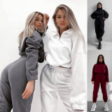 EVE Loose Zipper Sweatshirt Two Piece Pant Set GLXF-M5972
