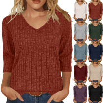 EVE Long Sleeve V Neck T Shirt GYZY-6683