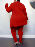 EVE Plus Size Solid Color Two Piece Pants Set(Without Vest) GAWE-TB6460