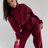 EVE Loose Zipper Sweatshirt Two Piece Pant Set GLXF-M5972