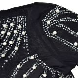 EVE Solid Color Mesh Hot Drill Jumpsuit  GFYX-6912