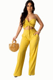 EVE Solid Color Wrap Chest Loose Two Piece Pants Set XHXF-8593