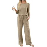 EVE Solid Color Long Sleeve Two Piece Pants Set GYZY-6686