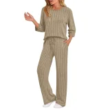 EVE Long Sleeve Solid Color Two Piece Pants Set GYZY-6681