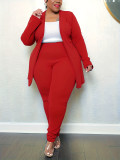 EVE Plus Size Solid Color Two Piece Pants Set(Without Vest) GAWE-TB6460