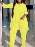 EVE Plus Size Solid Color Irregular Tops Pants Suit GAWE-TB5821