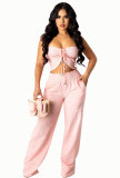 EVE Solid Color Wrap Chest Loose Two Piece Pants Set XHXF-8593