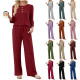 EVE Solid Color Long Sleeve Two Piece Pants Set GYZY-6686