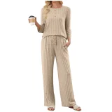EVE Solid Color Long Sleeve Two Piece Pants Set GYZY-6686