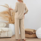 EVE Solid Color Long Sleeve Two Piece Pants Set GYZY-6686