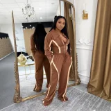 EVE Color Block Loose Sport Two Piece Pants Set GFDY-1361