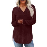 EVE Loose V Neck Long Sleeve T Shirts GYZY-6685