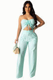EVE Solid Color Wrap Chest Loose Two Piece Pants Set XHXF-8593