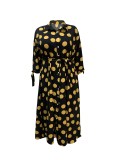 EVE Plus Size Polka Dots Print Shirt Dress GAWE-TB5172