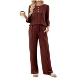 EVE Solid Color Long Sleeve Two Piece Pants Set GYZY-6686