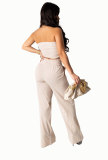 EVE Solid Color Wrap Chest Loose Two Piece Pants Set XHXF-8593
