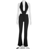 EVE Deep V Neck Tie Up Halterneck Jumpsuit MXBF-J25JP251
