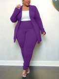 EVE Plus Size Solid Color Two Piece Pants Set(Without Vest) GAWE-TB6460