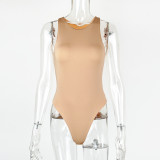 EVE Solid Color Sleeveless Bodysuit GZJF-ZJ1265