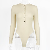 EVE Long Sleeve Rib Solid Bodysuit GZJF-ZJ1207