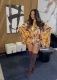 EVE Print Long Sleeve Ruffles Two Piece Shorts Set MDF-L5553