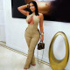 EVEGross Halterneck Denim Bandage Jumpsuit YRST-T182