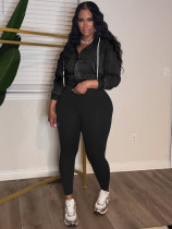 EVE Zipper Long Sleeve Hooded Two Piece Pants Set CH-25089