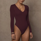 EVE Long Sleeve V Neck Bodysuit GZJF-ZJ2201