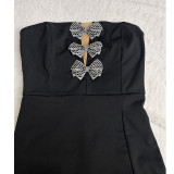 EVE Diamond Bow High-Slit Maxi Dress GZIY-6012