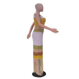 EVE Casual Striped Tassel Knit Beach Dress TR-1346