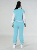 EVE Color Block Long Sleeve Sport Two Piece Pants Set FENF-6007