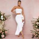 EVE Solid Color Wrap Chest Tops Ruffles Skirt Suit GZIY-6230