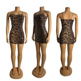 EVE Leopard Print Sequin Sling Mini Dress GZIY-6110