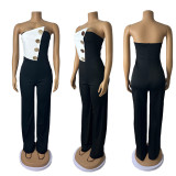 EVE Wrap Chest Contrast Color Jumpsuit GZIY-6008