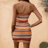EVE Stripe Print Knits Tube Top Mini Dress GZIY-6236