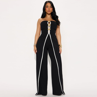EVE Fashion Wrap Chest Wide Leg Jumpsuit GZIY-6190