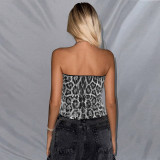 EVE Leopard Print Sequin Tube Top Tank Tops GZIY-6020