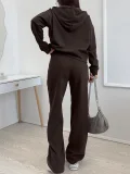 EVE Plus Size Solid Color Long Sleeve Hoodies Pants Suit GCZF-8641