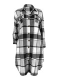 EVE Plaid Print Long Sleeve Long Coats YH-5339