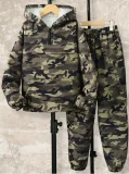 EVE Kids Canouflage Print Hooded Sweatshirt Pants Suit GYMF-167