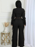 EVE Solid Color Knits Tassel Two Piece Pants Set TK-6346